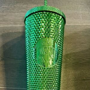 *SALE* NEW Starbucks Metallic Green Bling Studded Venti Cup 24oz Holiday 2023